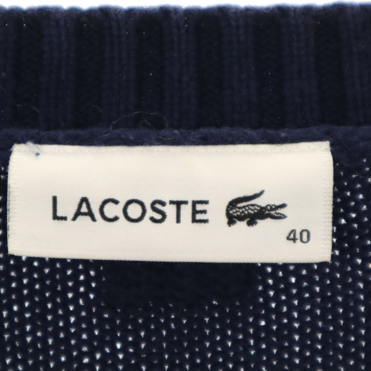 LACOSTE ラコステ 長袖 クルーネック ニット 40 ネイビー レディース