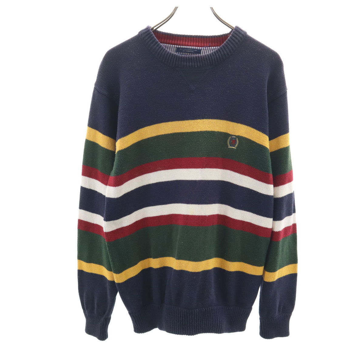 TOMMY HILFIGER トミーヒルフィガー 90s オールド ボーダー柄 長袖 ニット S ネイビー メンズ