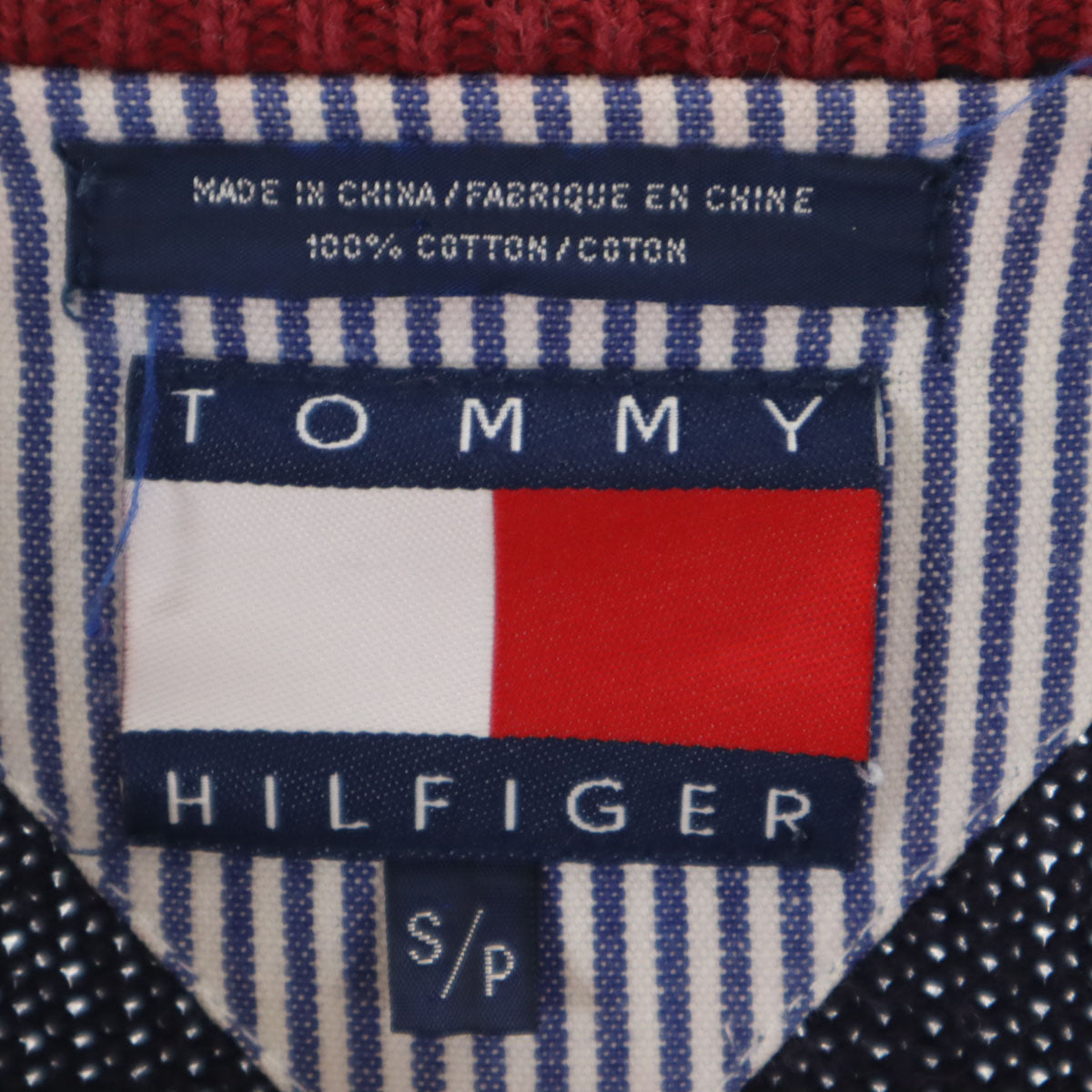 TOMMY HILFIGER トミーヒルフィガー 90s オールド ボーダー柄 長袖 ニット S ネイビー メンズ
