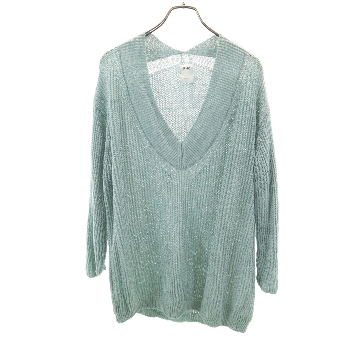 RHC Ron Herman アールエイチシー ロンハーマン リネン 長袖 Vネック ニット S ミント系 レディース