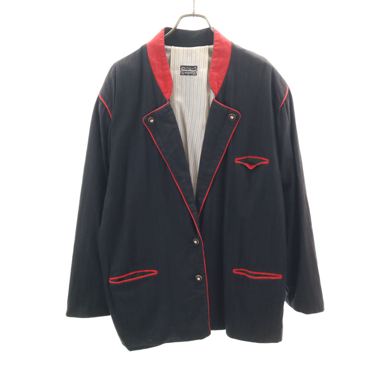 Altenburger アルテンブルガー 80s リネンブレンド ヴィンテージ ストライプ柄 ジャケット 44 ブラック メンズ