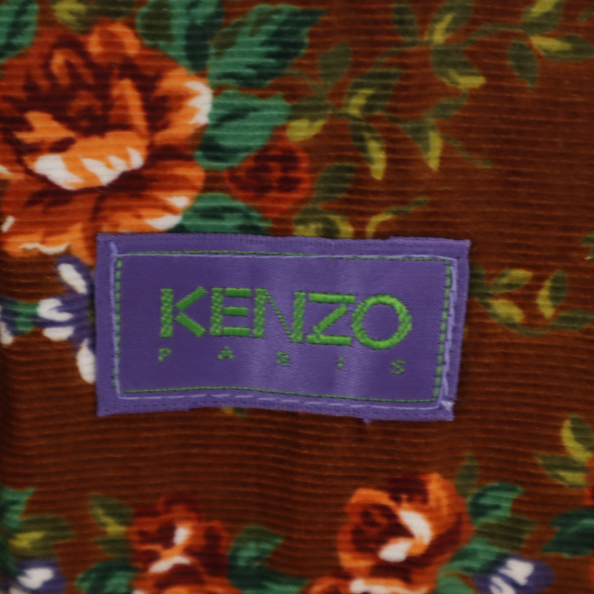 KENZO ケンゾー 90s オールド 花柄 長袖 コーデュロイ 割烹着 ウェア ブラウン エプロン レディース