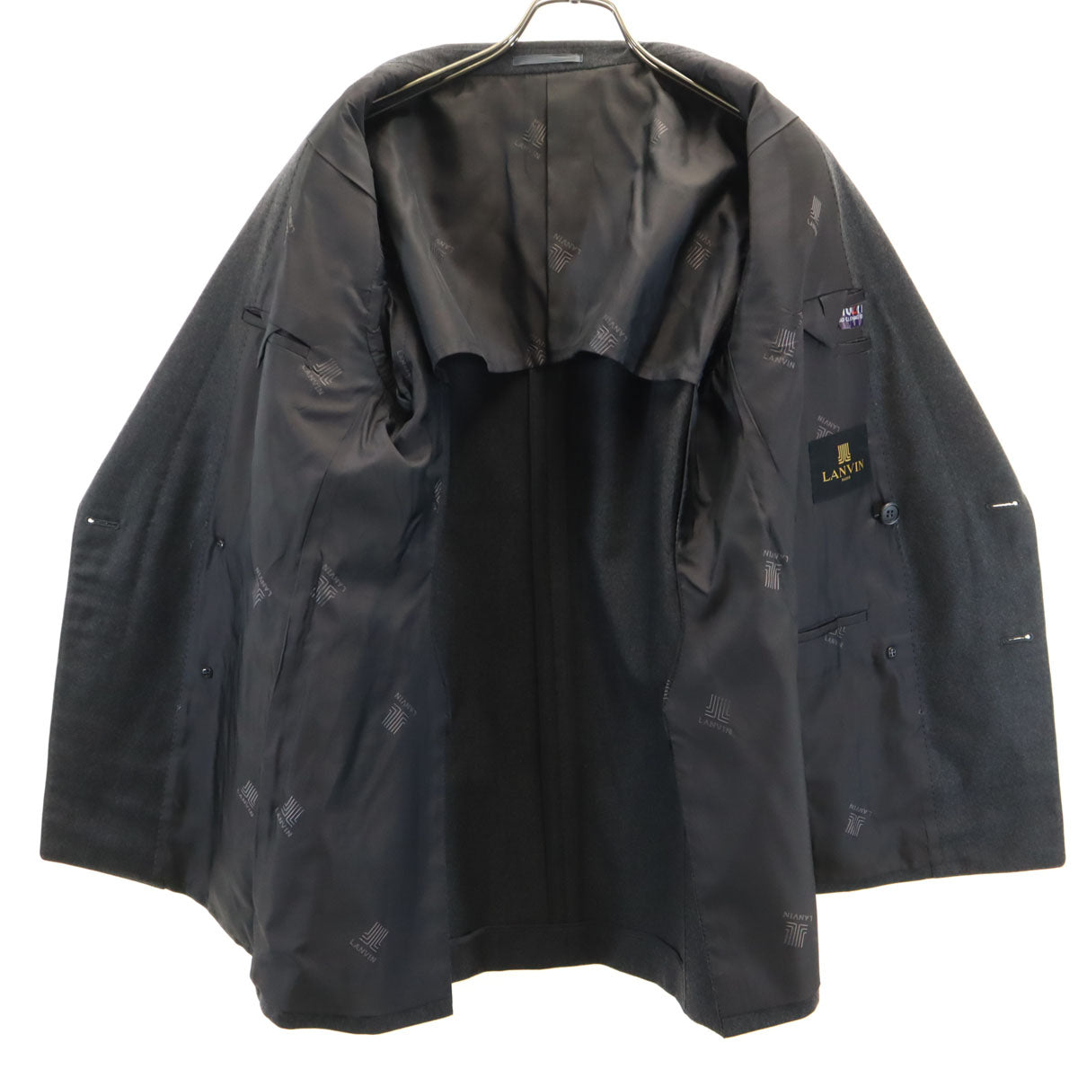 LANVIN ランバン 90s オールド スーツ 上下 セットアップ 50-46/88 チャコールグレー メンズ