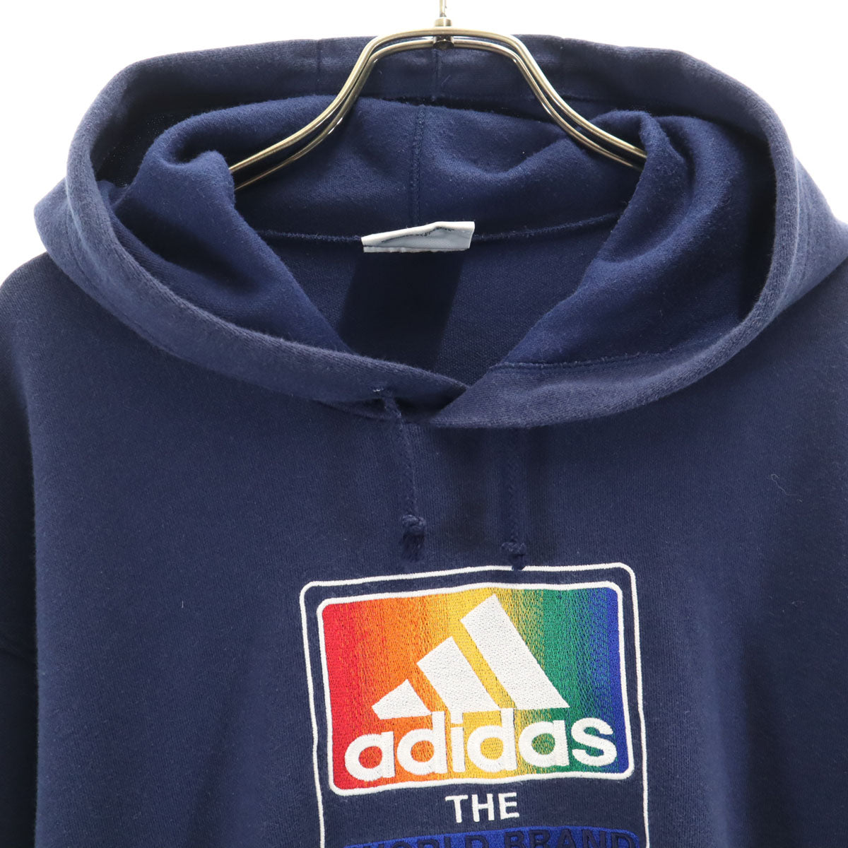 adidas アディダス 90s オールド 長袖 スウェットパーカー S-M ネイビー デサント メンズ
