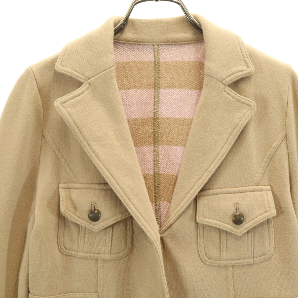 BURBERRY LONDON BLUE LABEL バーバリー ロンドン ブルーレーベル 日本製 スウェット サファリジャケット 38 ベージュ 三陽商会 レディース