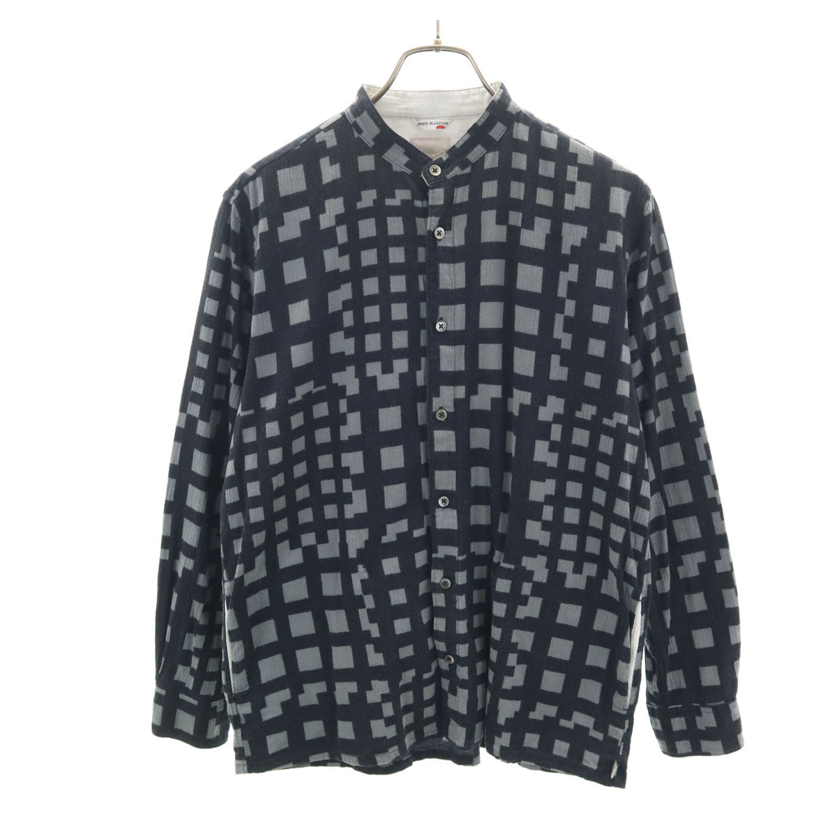 SOU・SOU ソウソウ 日本製 総柄 長袖 スタンドカラー シャツ M ブラック メンズ