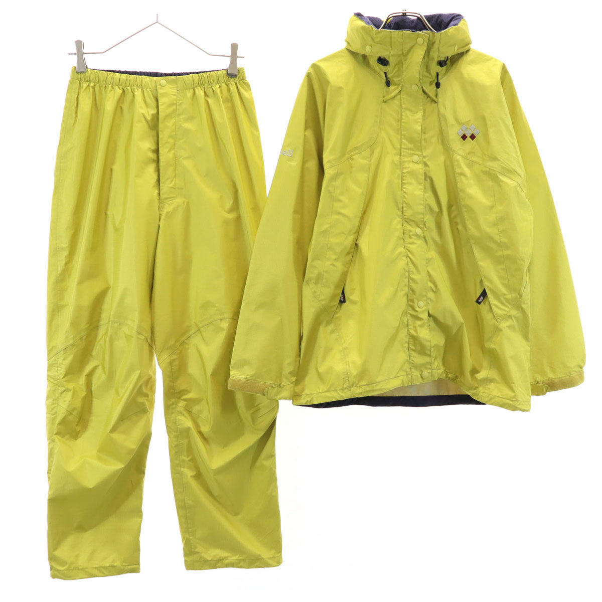 mont-bell モンベル ストームクルーザー ジャケット 上下 セットアップ MA イエロー アウトドア 収納袋付き レディース