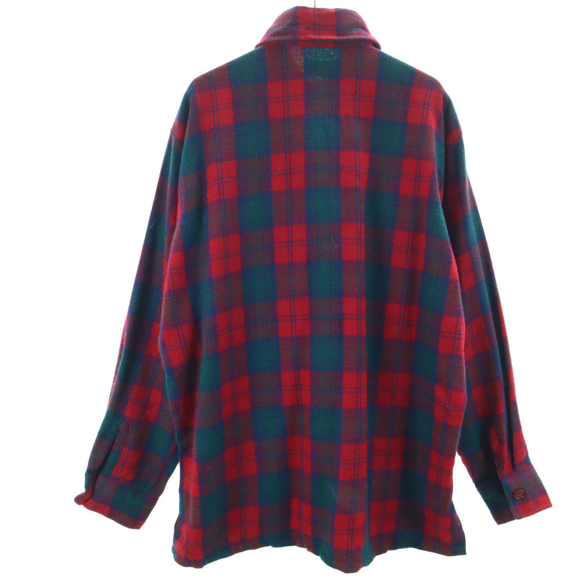 70s ヴィンテージ チェック柄 長袖 ウールシャツ L レッド メンズ