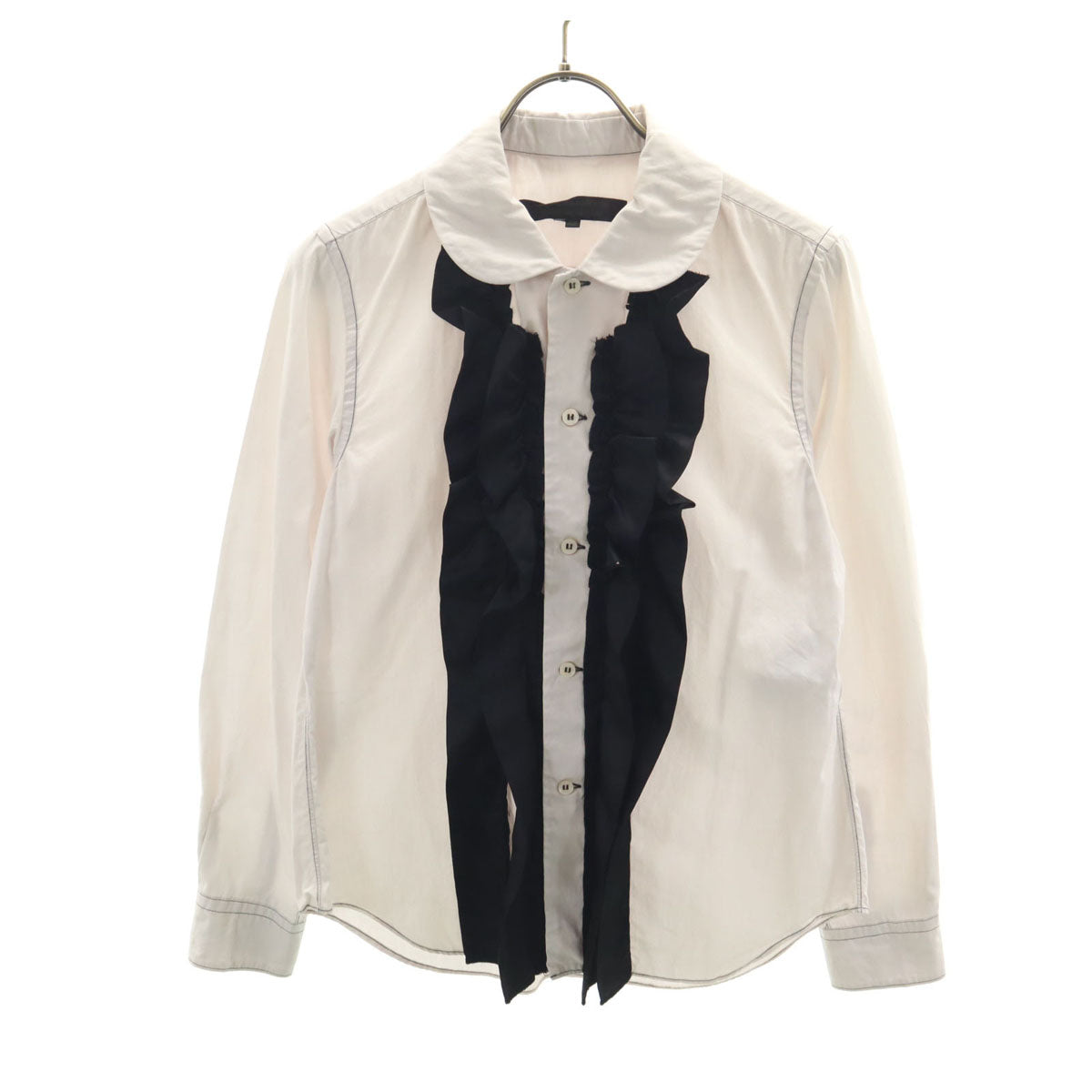 Comme des Garcons Comme des Garcons コムデギャルソンコムデギャルソン フランス製 長袖 フリル ブラウス XS アイボリー シャツ レディース