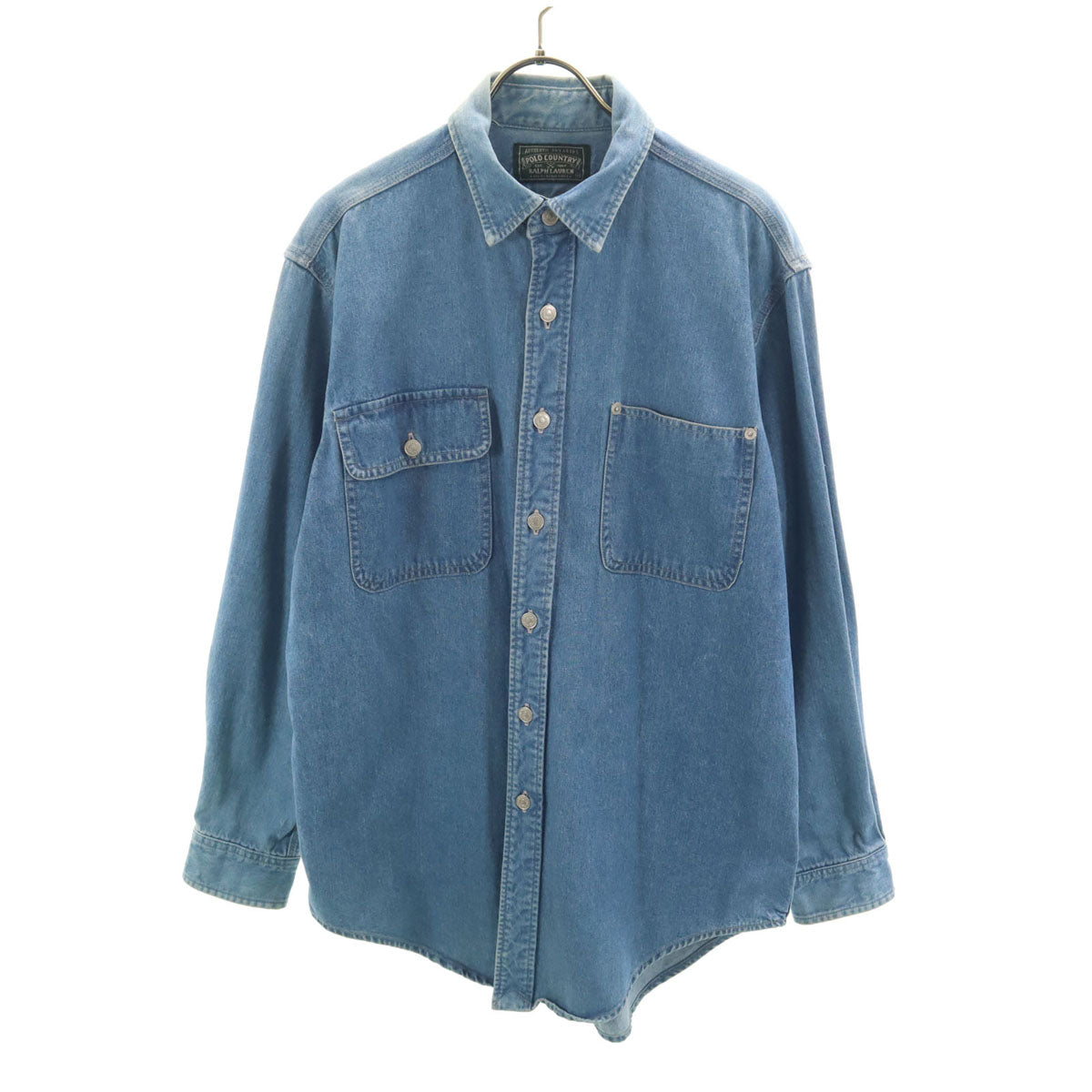 POLO COUNTRY RALPH LAUREN ポロカントリー ラルフローレン 80s 90s オールド 長袖 デニムシャツ M ウォッシュブルー メンズ