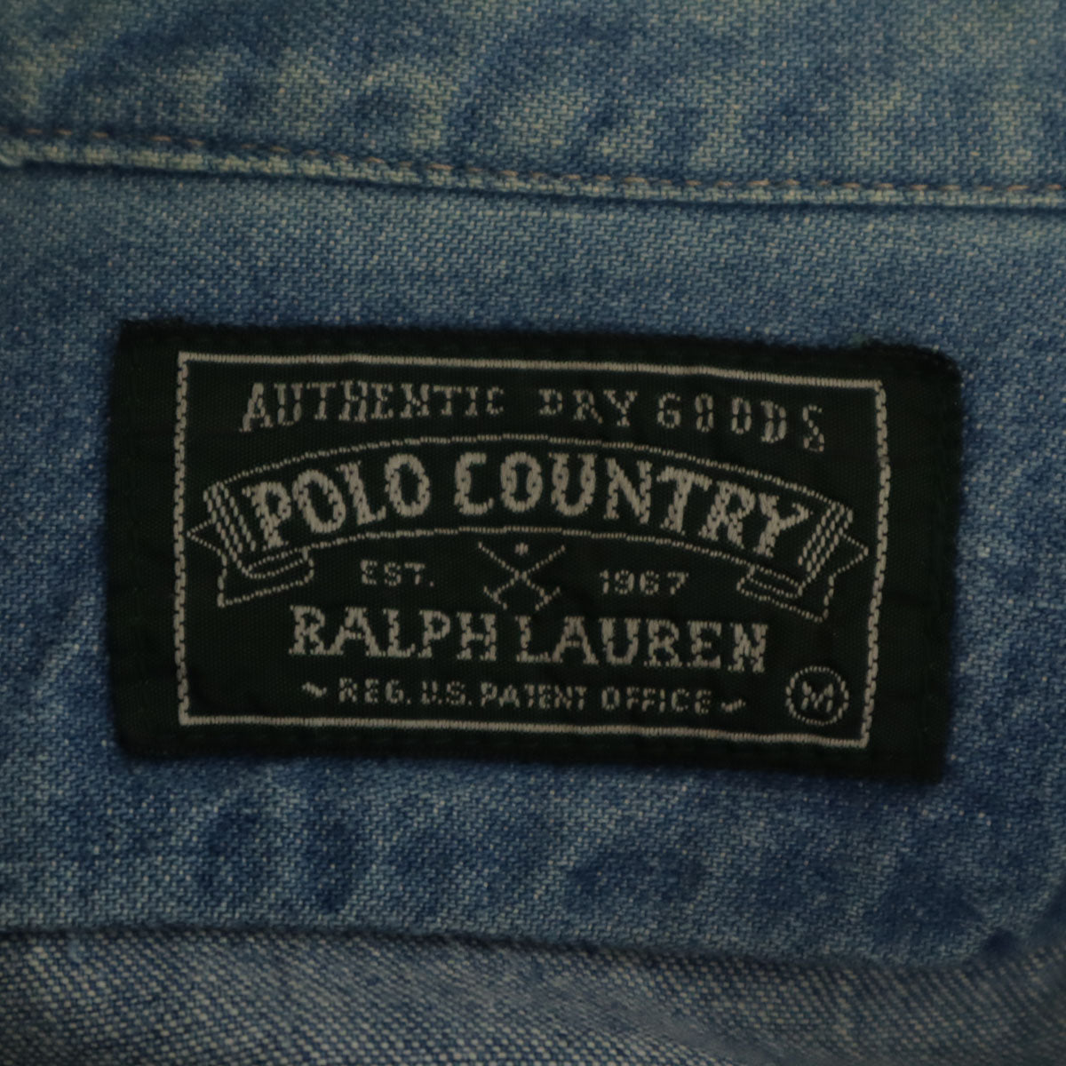 POLO COUNTRY RALPH LAUREN ポロカントリー ラルフローレン 80s 90s オールド 長袖 デニムシャツ M ウォッシュブルー メンズ