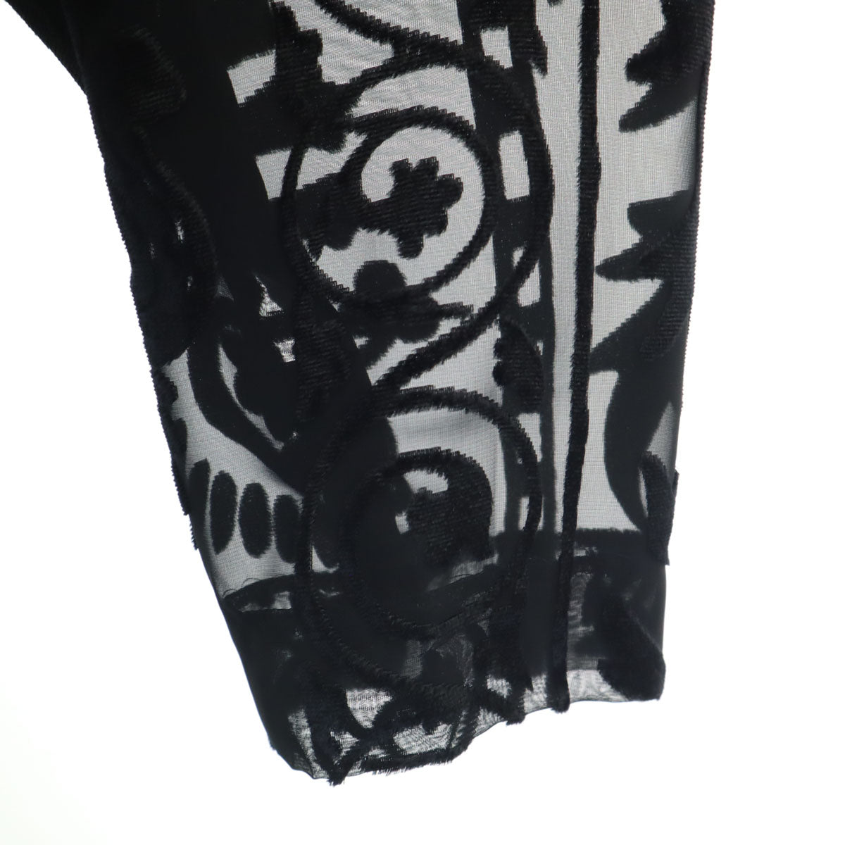 GIVENCHY ジバンシィ 90s 日本製 オールド 総柄 長袖 シースルー ロング カーディガン 13 ブラック レディース