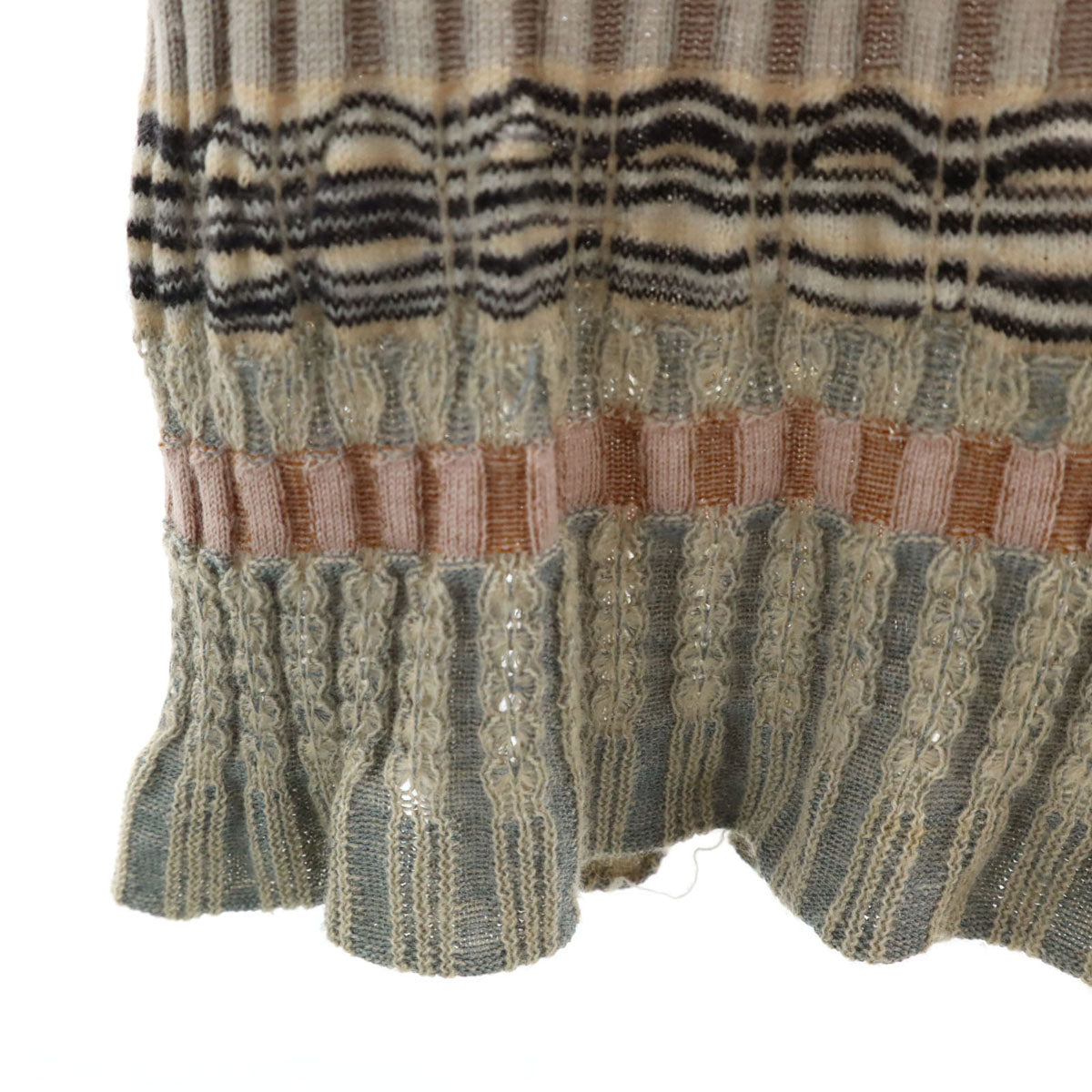Missoni ミッソーニ ボーダー柄 ノースリーブ ニット 44 ベージュ レディース