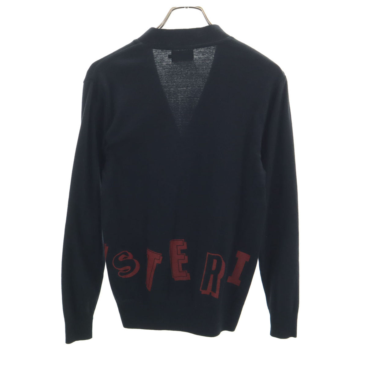 HYSTERIC GLAMOUR ヒステリックグラマー 日本製 長袖 Vネック カーディガン S ブラック 天竺 メンズ