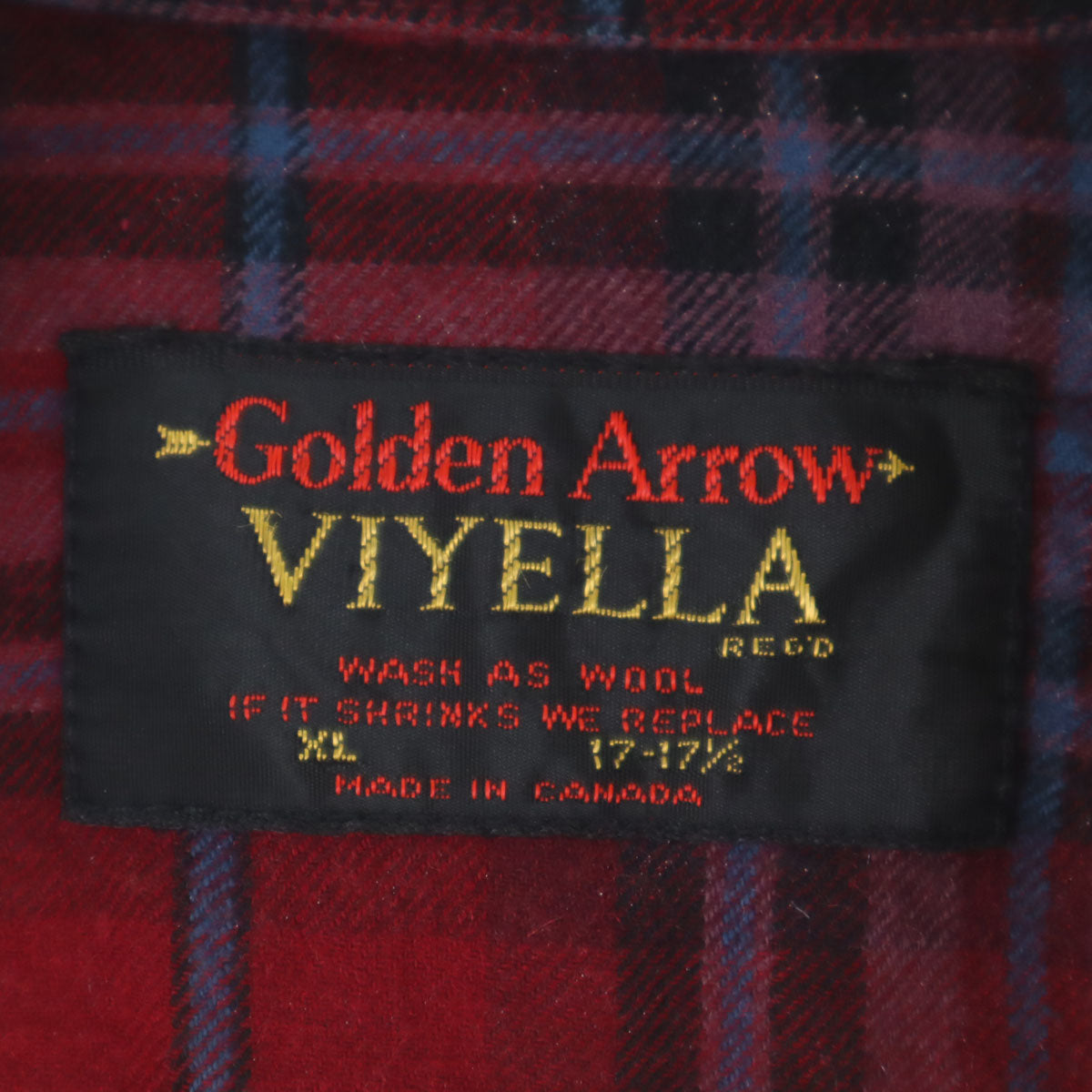 70s ヴィンテージ ウールブレンド チェック柄 長袖 ウールシャツ XL レッド メンズ