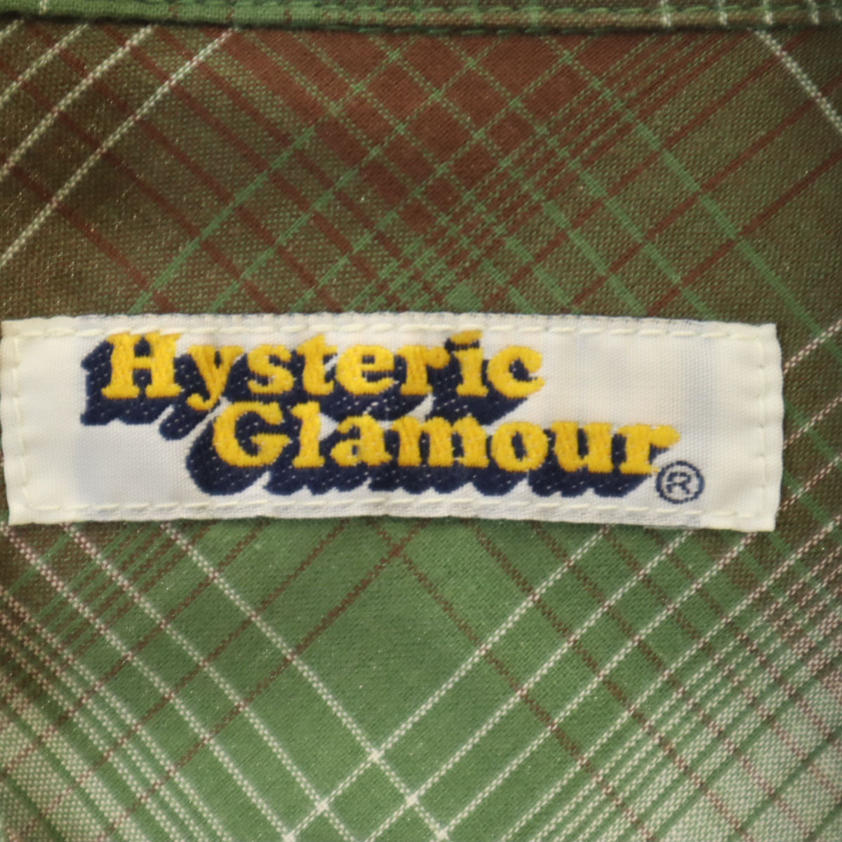 HYSTERIC GLAMOUR ヒステリックグラマー 日本製 チェック柄 5分袖 チュニック ウエスタンシャツ F グリーン系 レディース