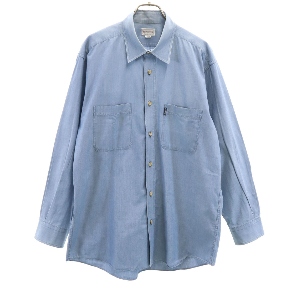 Burberrys バーバリーズ 90s 日本製 オールド 長袖 インディゴ染め シャンブレーシャツ L ブルー系 メンズ