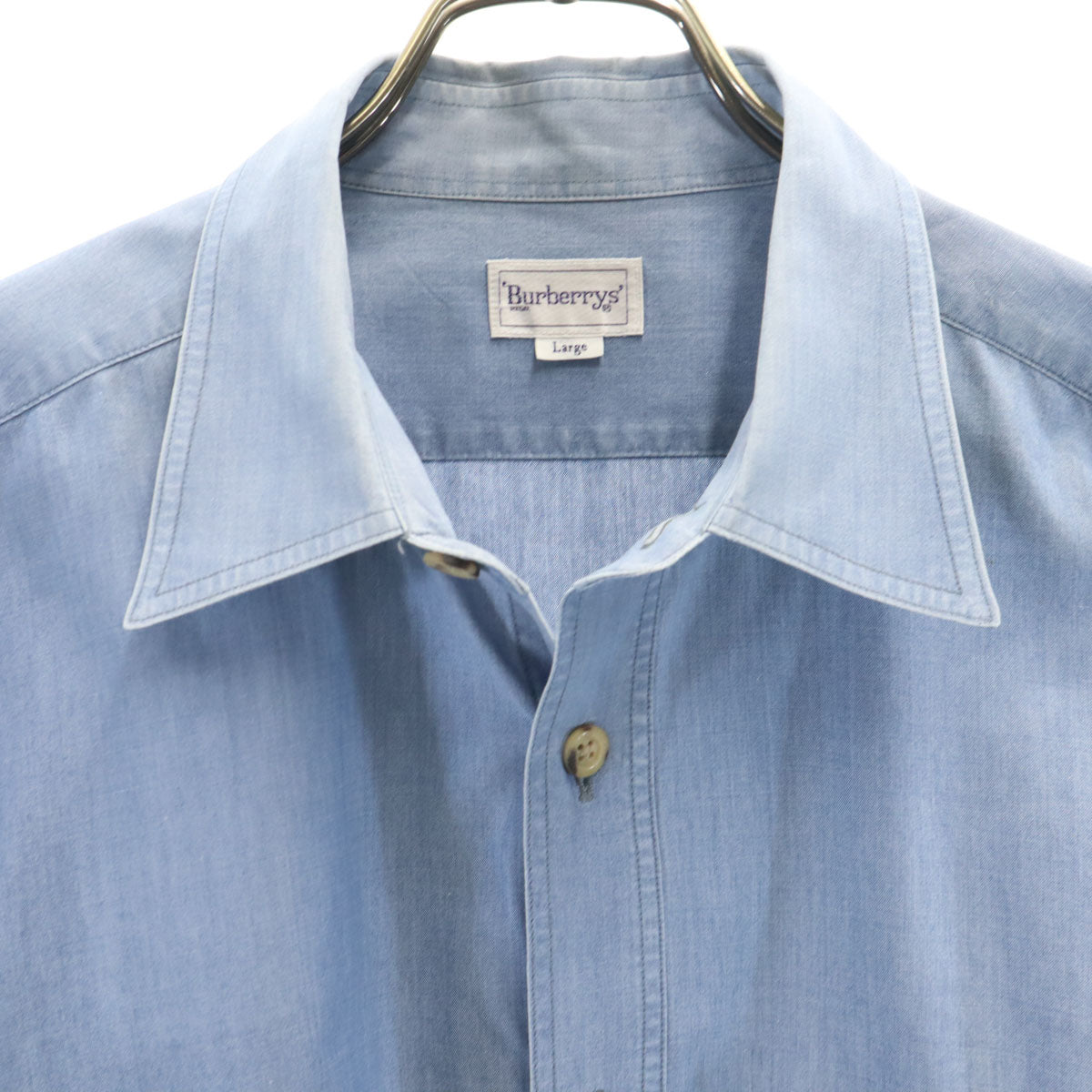 Burberrys バーバリーズ 90s 日本製 オールド 長袖 インディゴ染め シャンブレーシャツ L ブルー系 メンズ