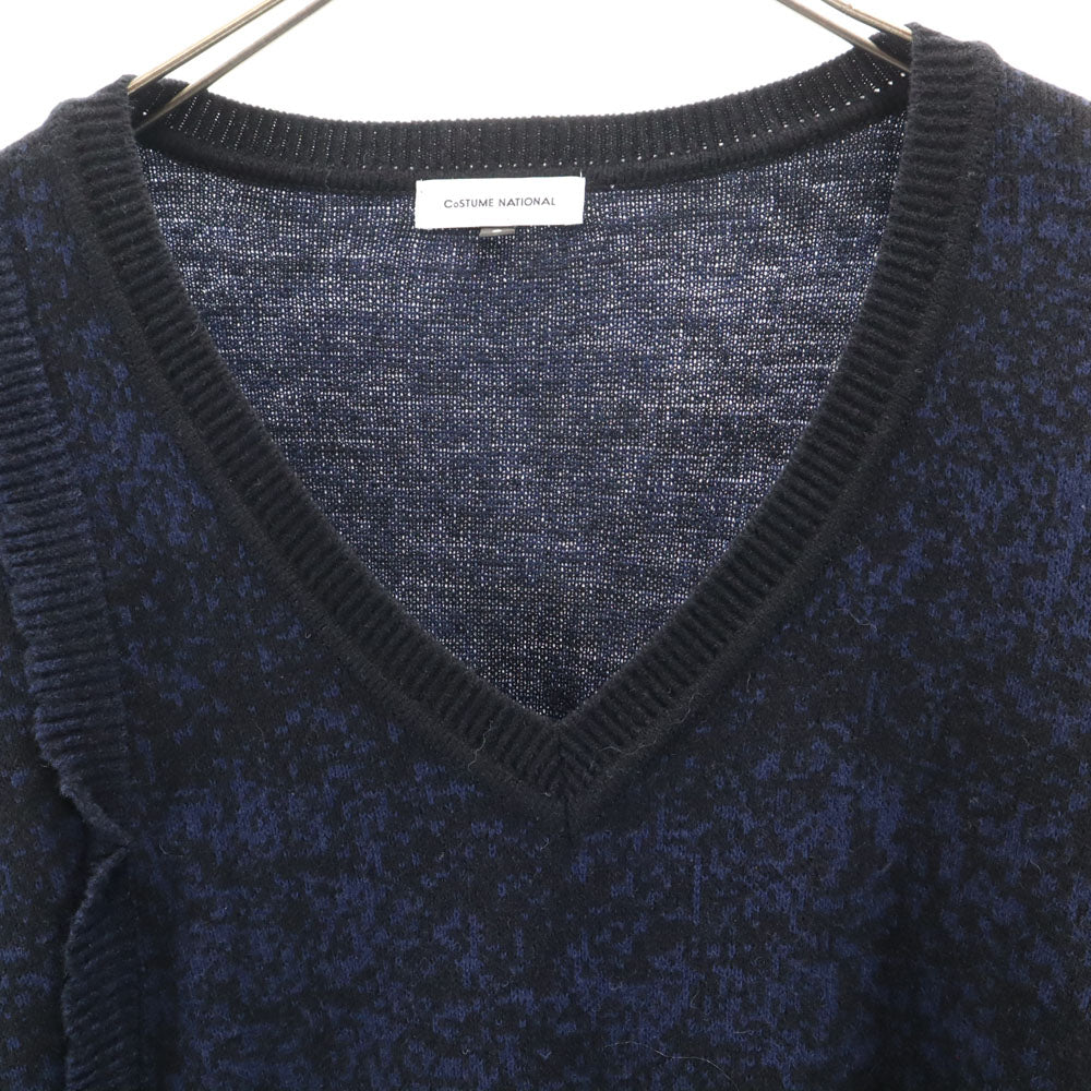 CoSTUME NATIONAL コスチュームナショナル 日本製 ウールブレンド 長袖 Vネック セーター S 黒系 ニット レディース