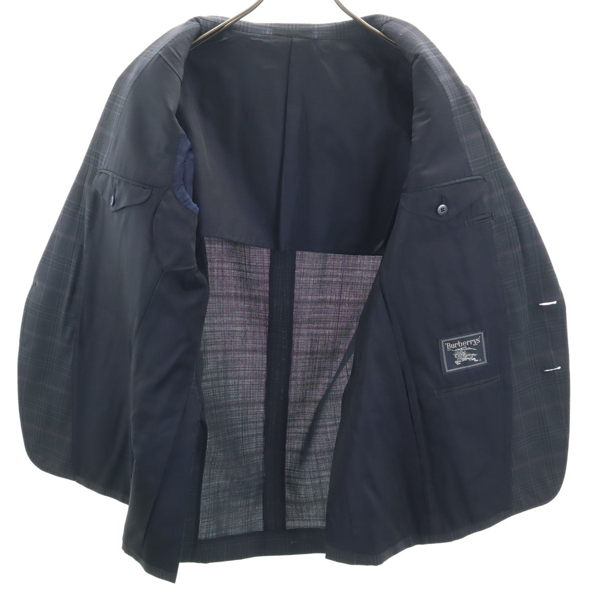 Burberrys バーバリーズ 90s オールド チェック柄 テーラードジャケット A7 チャコールグレー メンズ