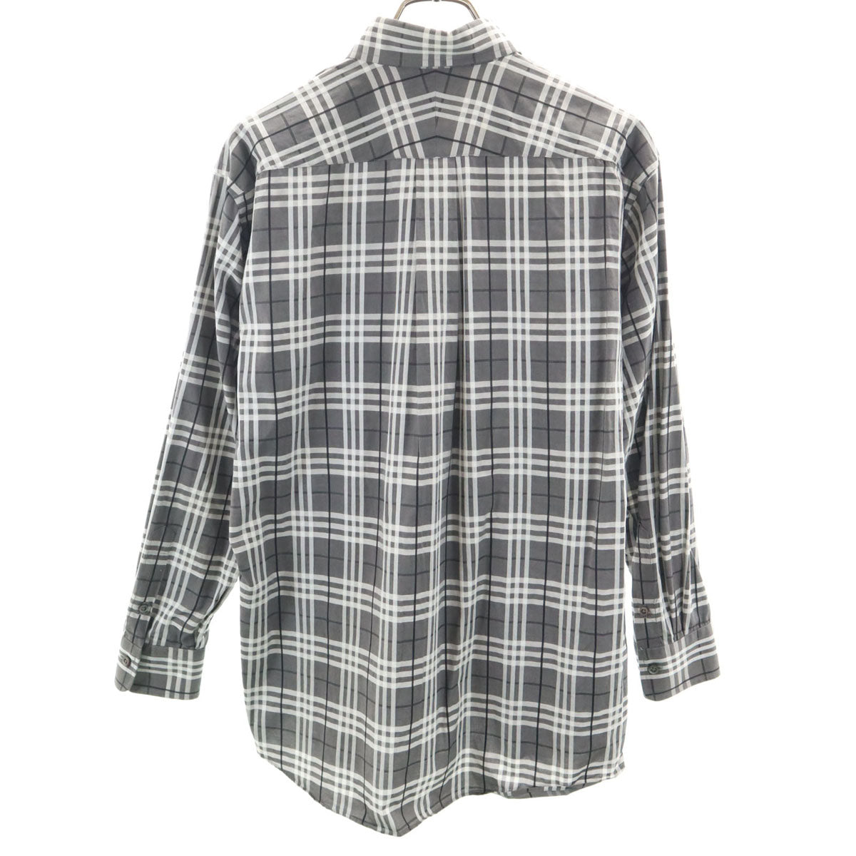 BURBERRY LONDON バーバリーロンドン 日本製 チェック柄 長袖 ボタンダウンシャツ L グレー 三陽商会 メンズ