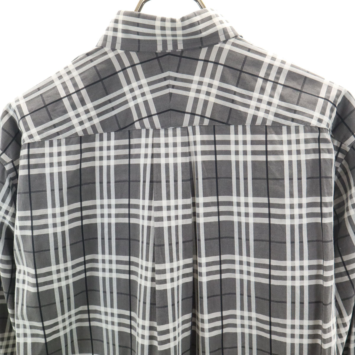 BURBERRY LONDON バーバリーロンドン 日本製 チェック柄 長袖 ボタンダウンシャツ L グレー 三陽商会 メンズ