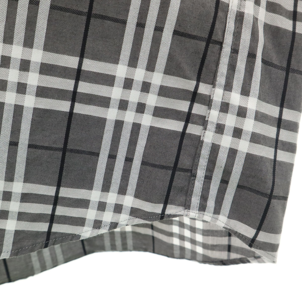 BURBERRY LONDON バーバリーロンドン 日本製 チェック柄 長袖 ボタンダウンシャツ L グレー 三陽商会 メンズ