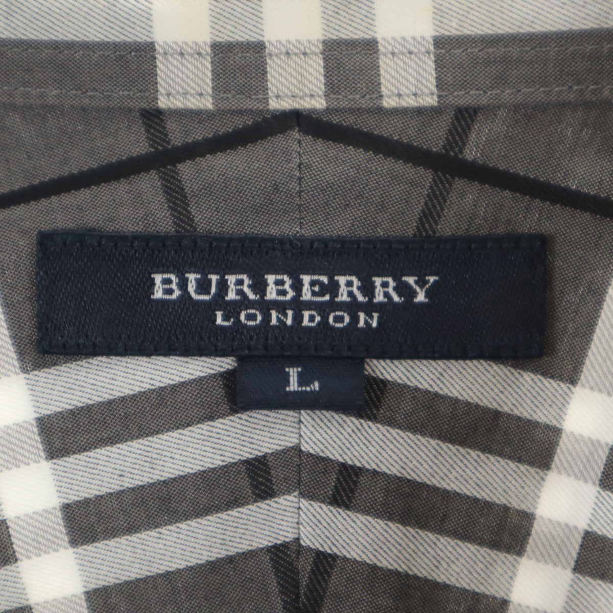 BURBERRY LONDON バーバリーロンドン 日本製 チェック柄 長袖 ボタンダウンシャツ L グレー 三陽商会 メンズ