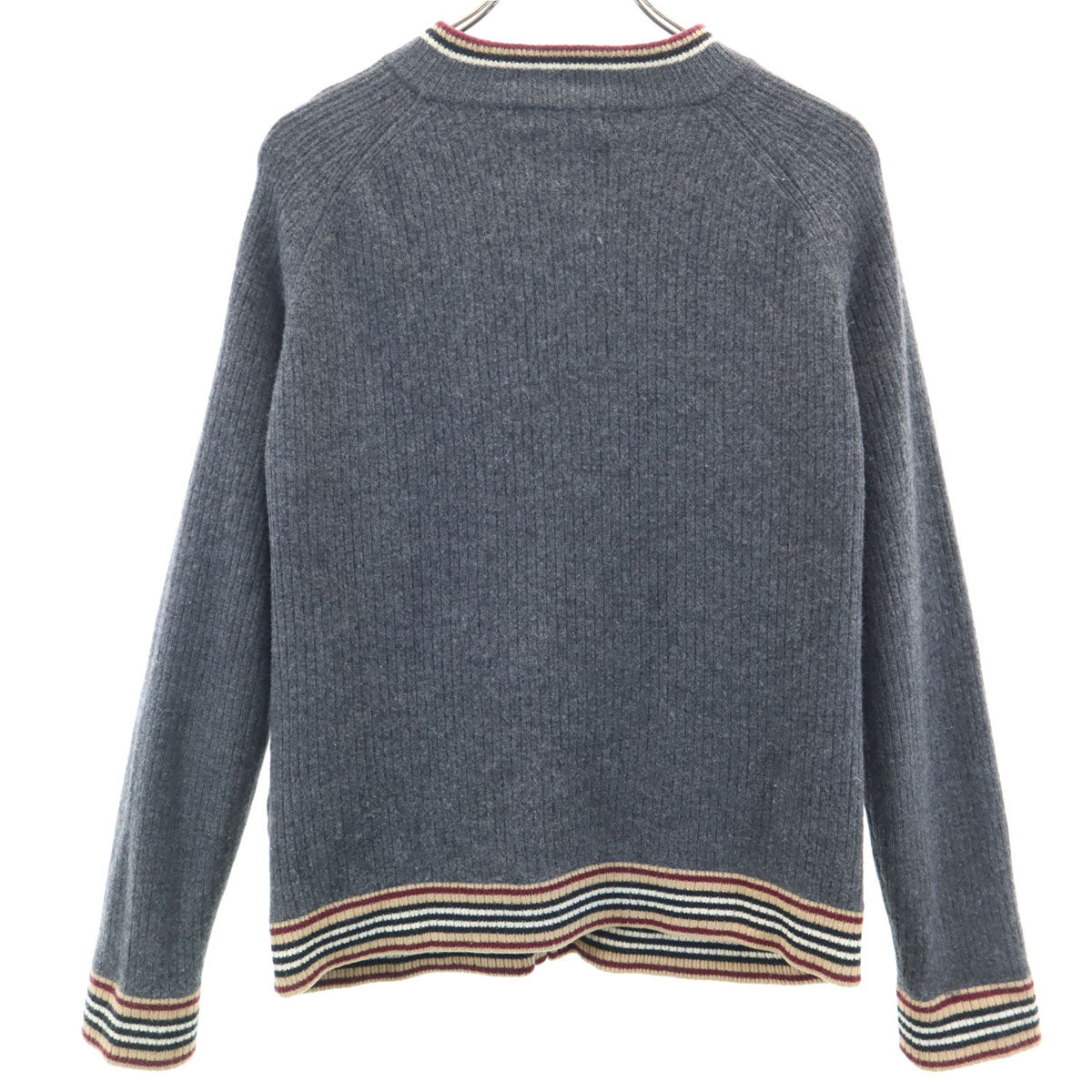 BURBERRY BLACK LABEL バーバリーブラックレーベル 切替 ニット ジップジャケット 2 グレー 三陽商会 メンズ