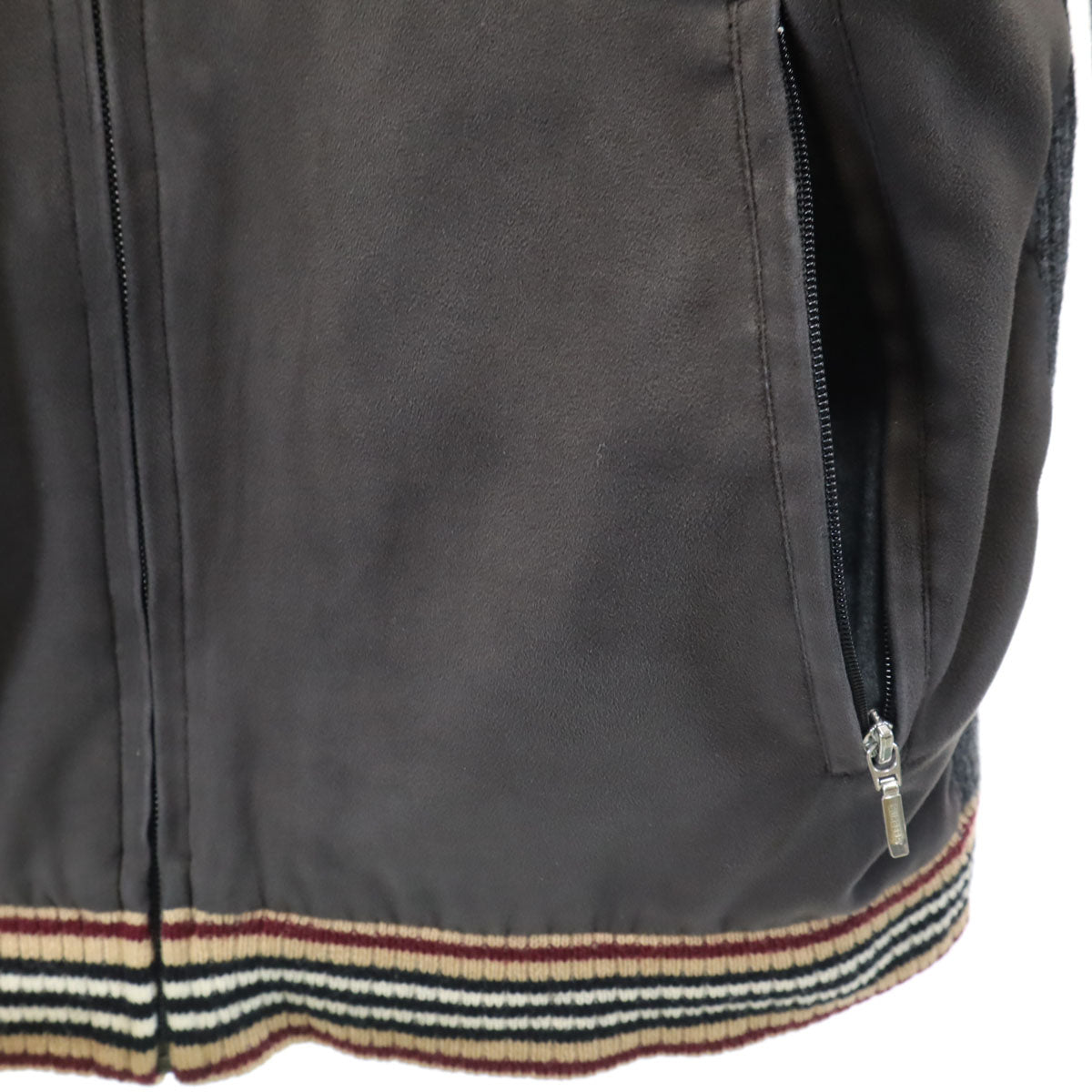 BURBERRY BLACK LABEL バーバリーブラックレーベル 切替 ニット ジップジャケット 2 グレー 三陽商会 メンズ