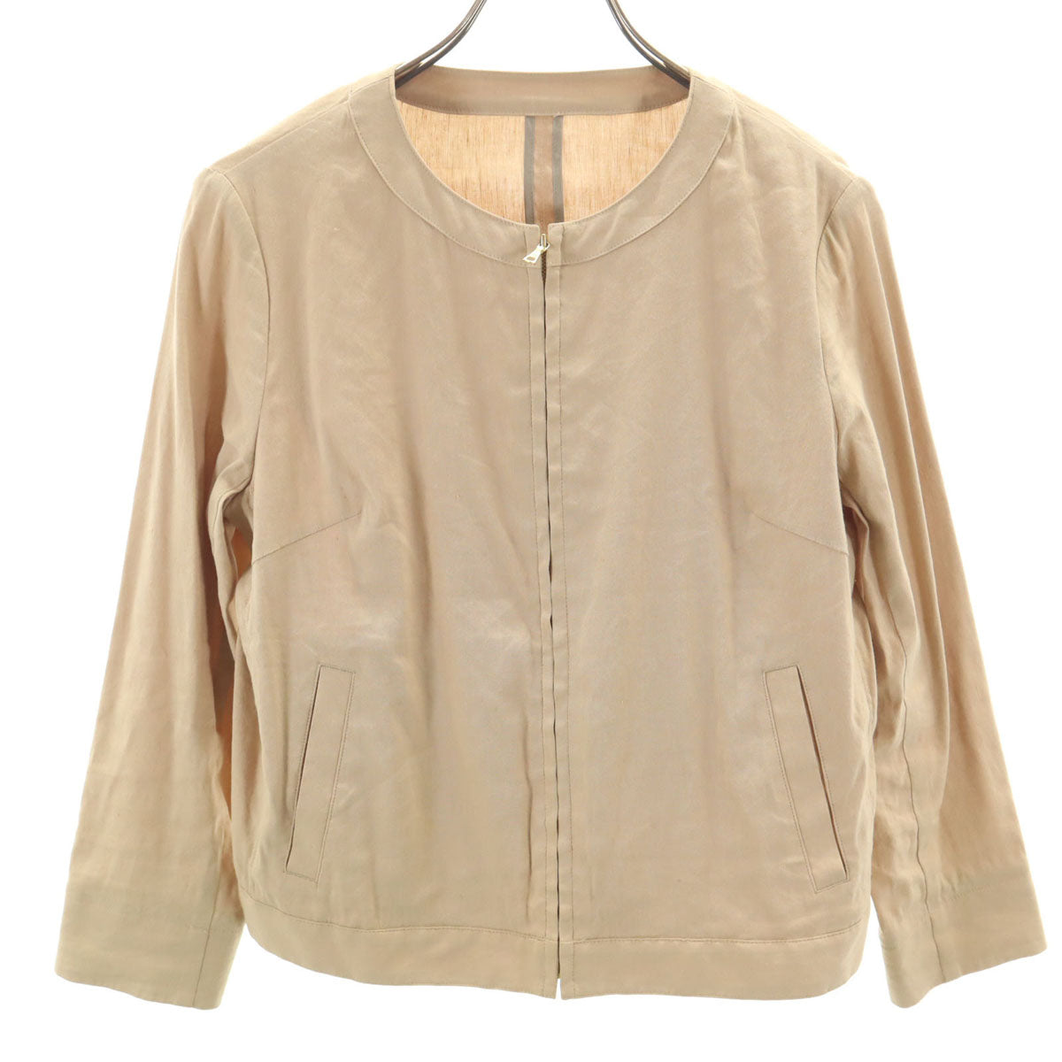 MACKINTOSH PHILOSOPHY マッキントッシュフィロソフィー リネンブレンド ノーカラージャケット 38 ベージュ レディース