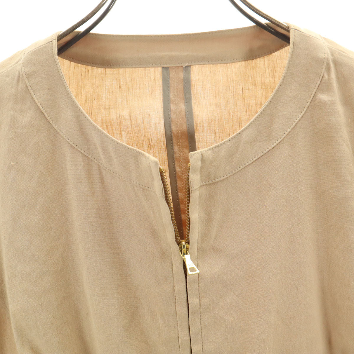 MACKINTOSH PHILOSOPHY マッキントッシュフィロソフィー リネンブレンド ノーカラージャケット 38 ベージュ レディース