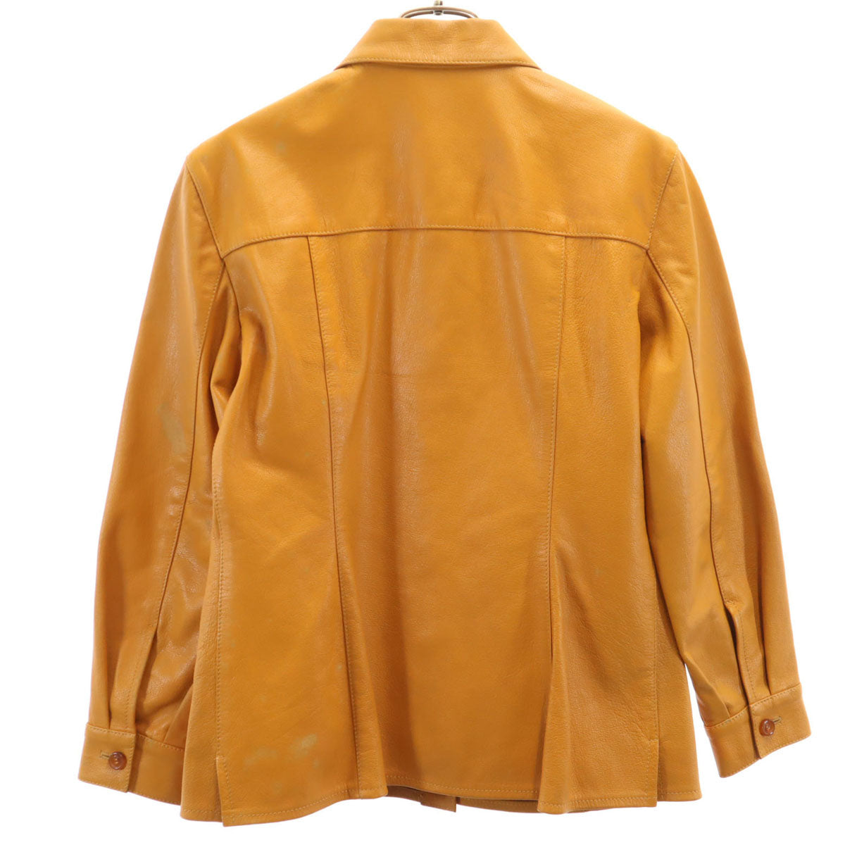 PRADA プラダ イタリア製 長袖 本革レザー シャツ 44 オレンジブラウン レディース