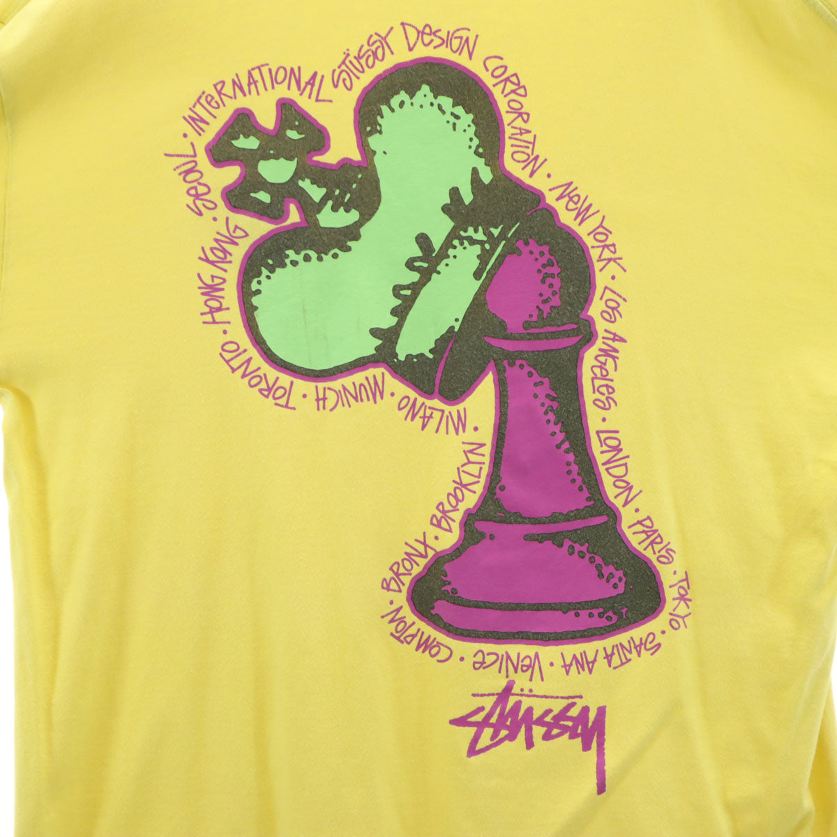 STUSSY ステューシー バックプリント 長袖 Tシャツ L イエロー ロンT メンズ