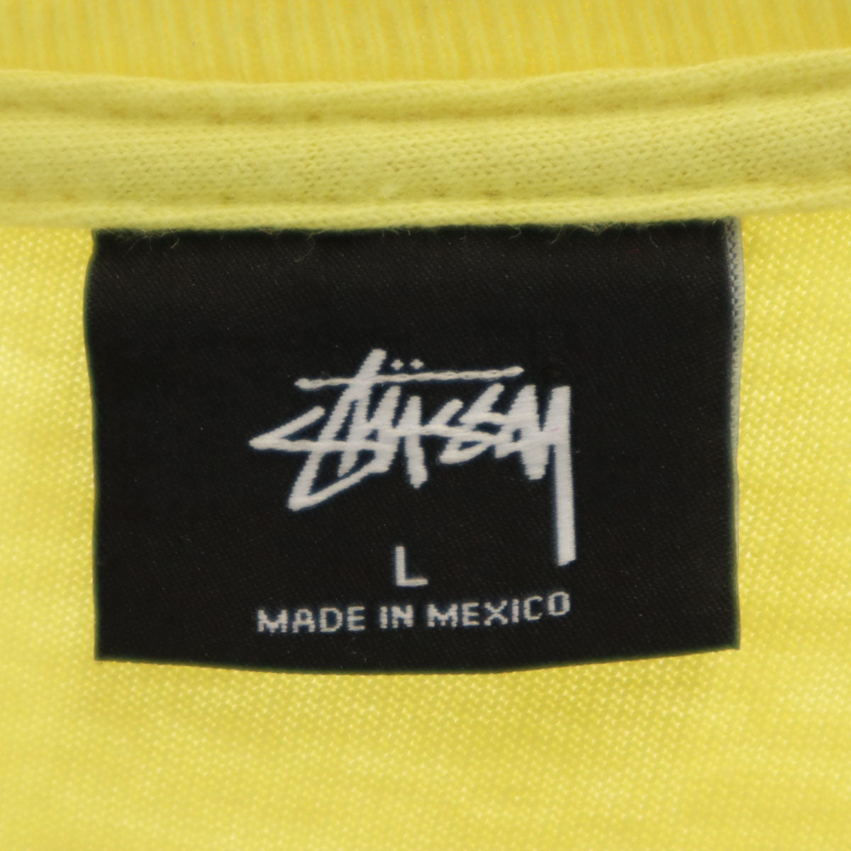 STUSSY ステューシー バックプリント 長袖 Tシャツ L イエロー ロンT メンズ