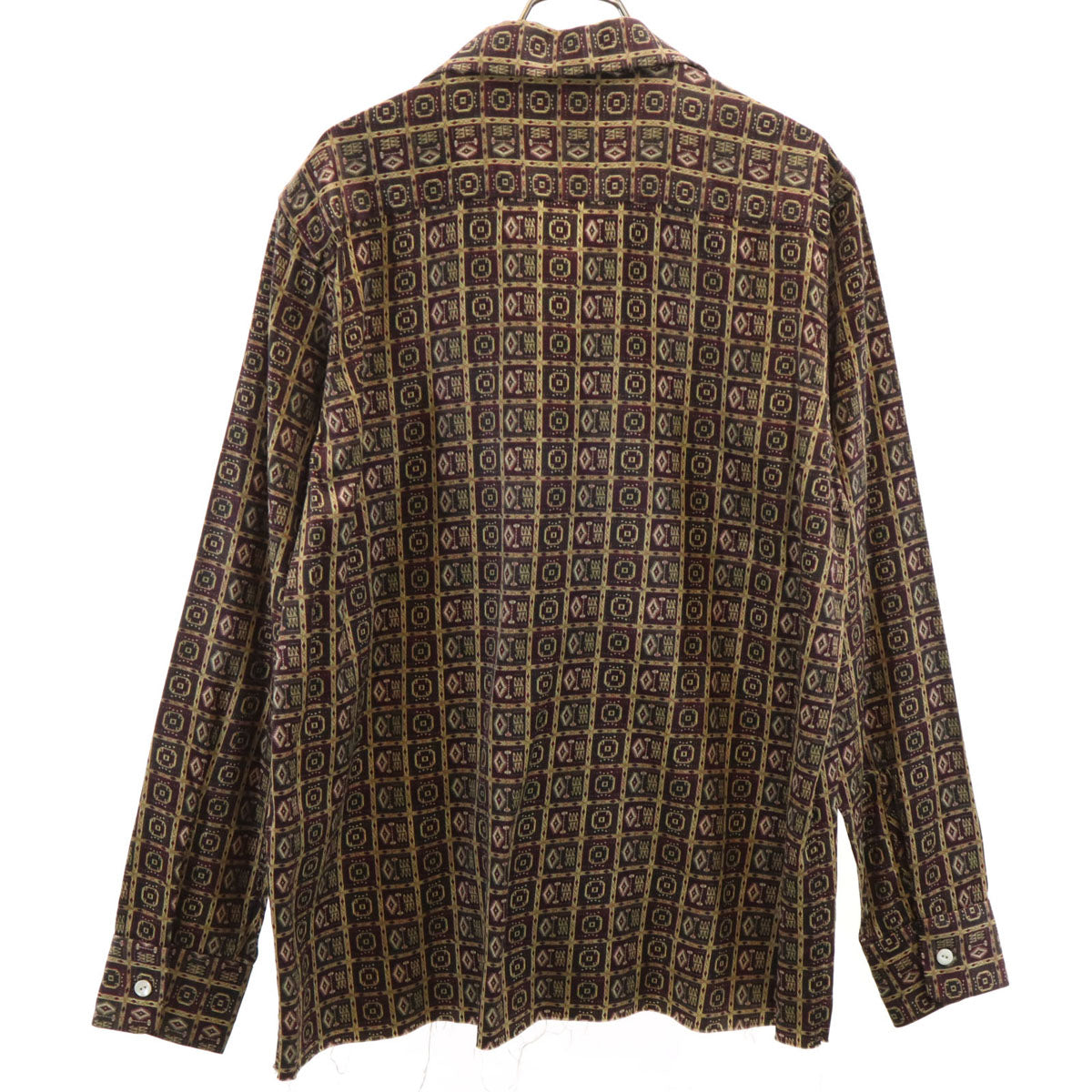 Needles ニードルズ 日本製 総柄 長袖 オープンカラーシャツ S ボルドー メンズ