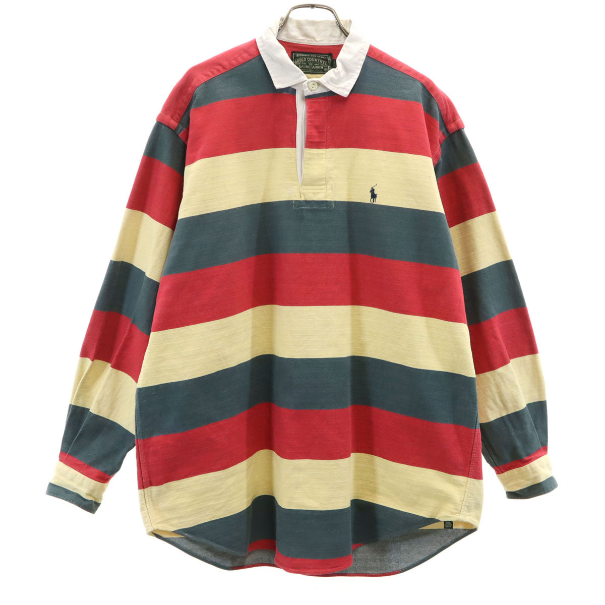 POLO COUNTRY RALPH LAUREN ポロカントリー ラルフローレン 80s 90s オールド ボーダー柄 長袖 ラガーシャツ M レッド メンズ