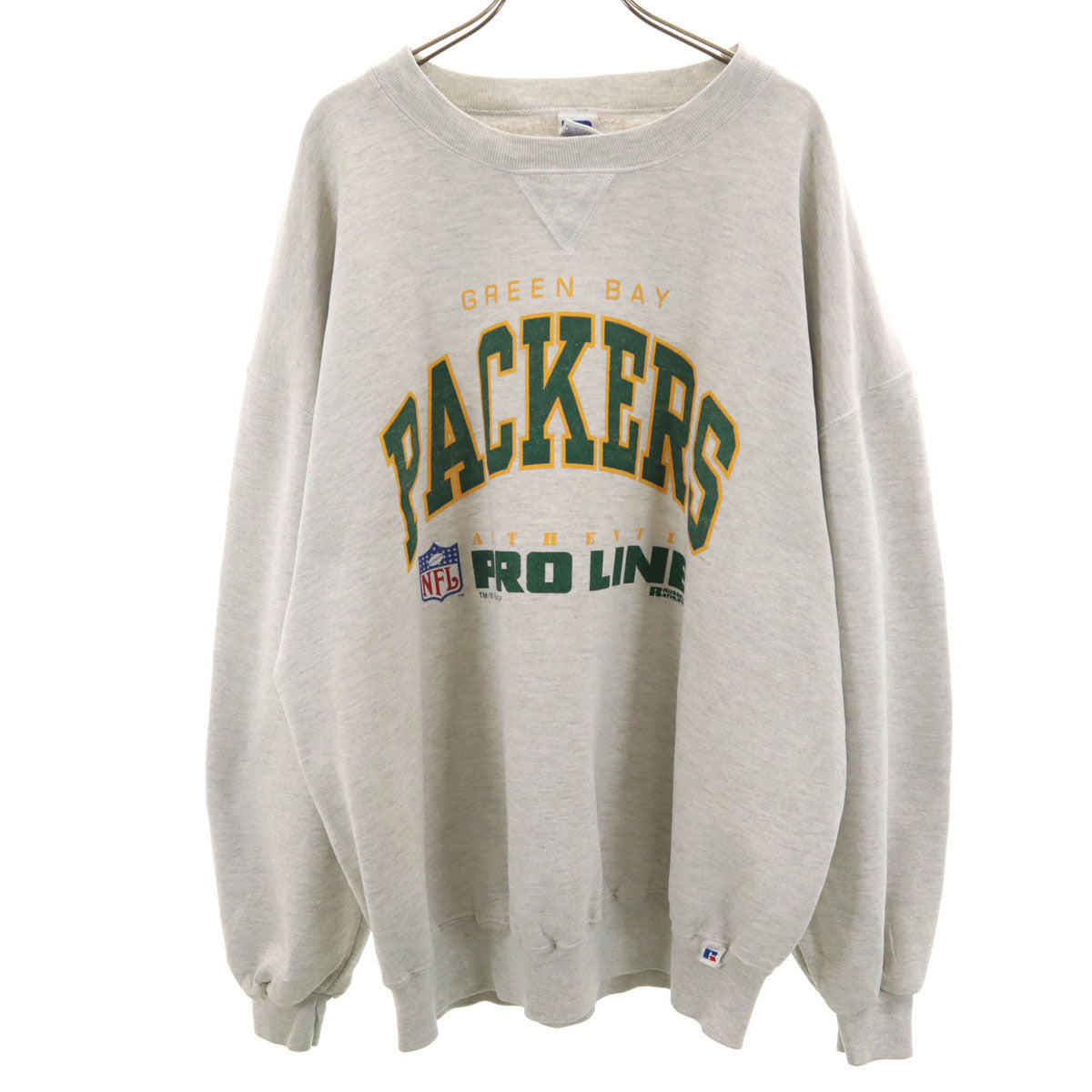 RUSSELL ATHLETIC ラッセルアスレチック 90s USA製 オールド NFL グリーンベイ・パッカーズ 長袖 スウェット トレーナー XXL グレー ビッグサイズ メンズ