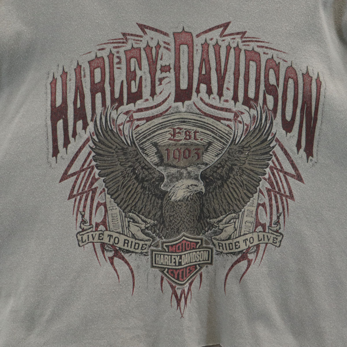HARLEY DAVIDSON ハーレーダビッドソン 長袖 ショート丈 Tシャツ 2XL グレー ロンT レディース