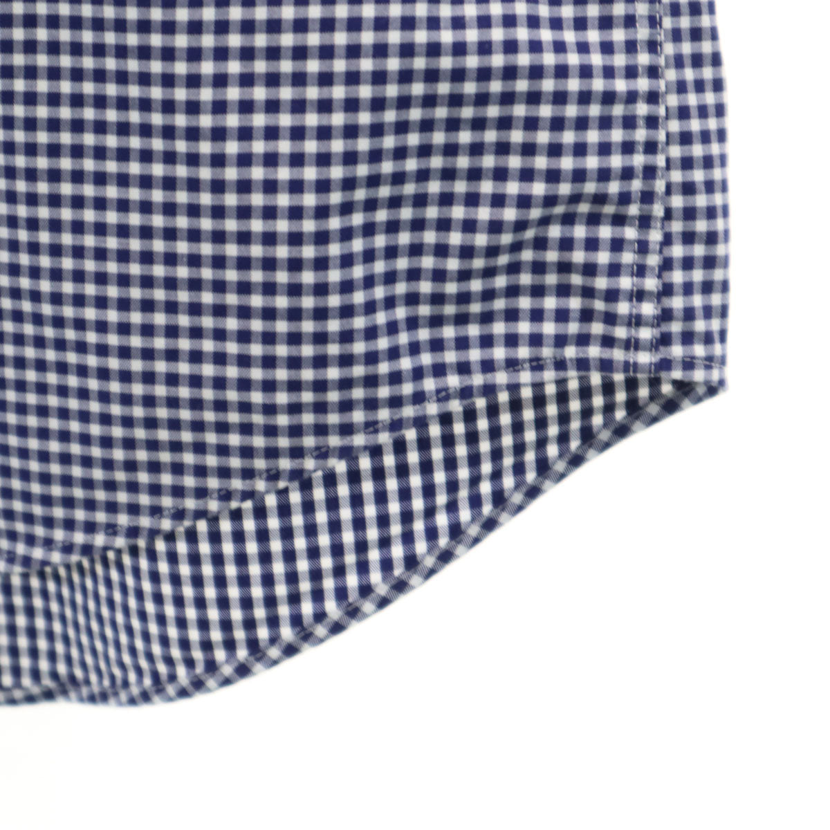 美品 BOSS HUGO BOSS ボスヒューゴボス ギンガムチェック 長袖 コットンシャツ 40 ネイビー メンズ