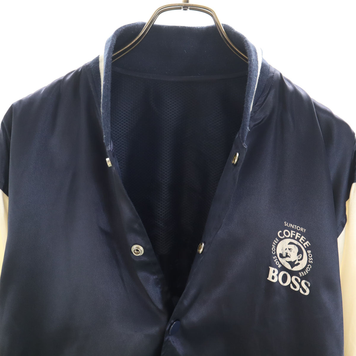 SUNTORY サントリー バックプリント BOSS COFFEE スタジャン ネイビー メンズ