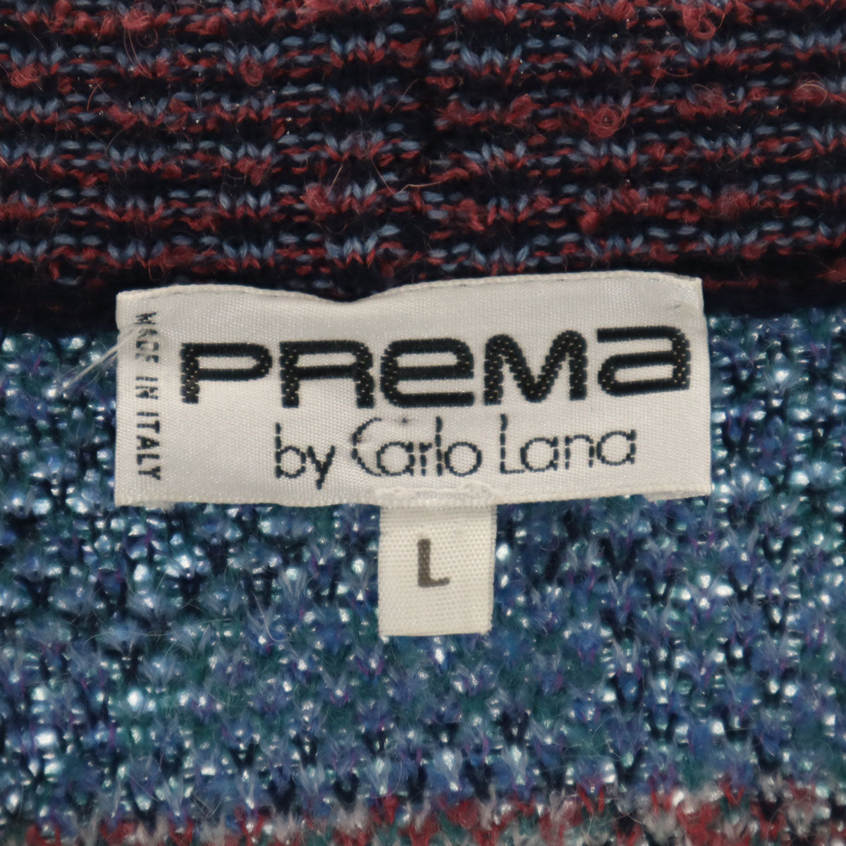 PREMA by CailoLana 90s イタリア製 オールド 総柄 長袖 Vネック ニットカーディガン L マルチ メンズ
