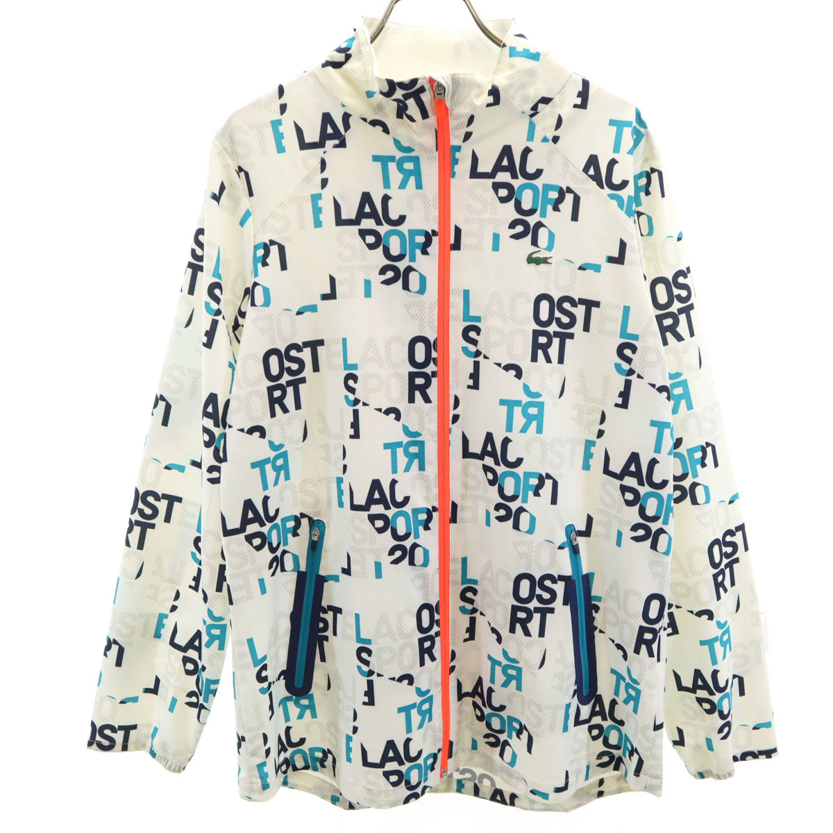 LACOSTE SPORT ラコステスポーツ 総柄 ジップジャケット 38 ホワイト系 レディース