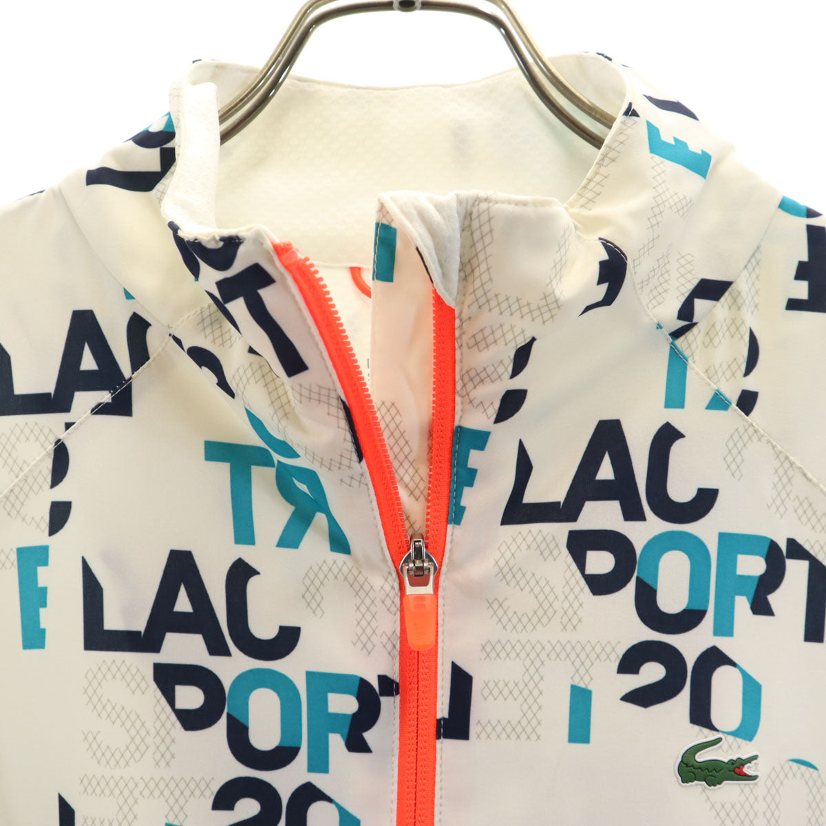 LACOSTE SPORT ラコステスポーツ 総柄 ジップジャケット 38 ホワイト系 レディース