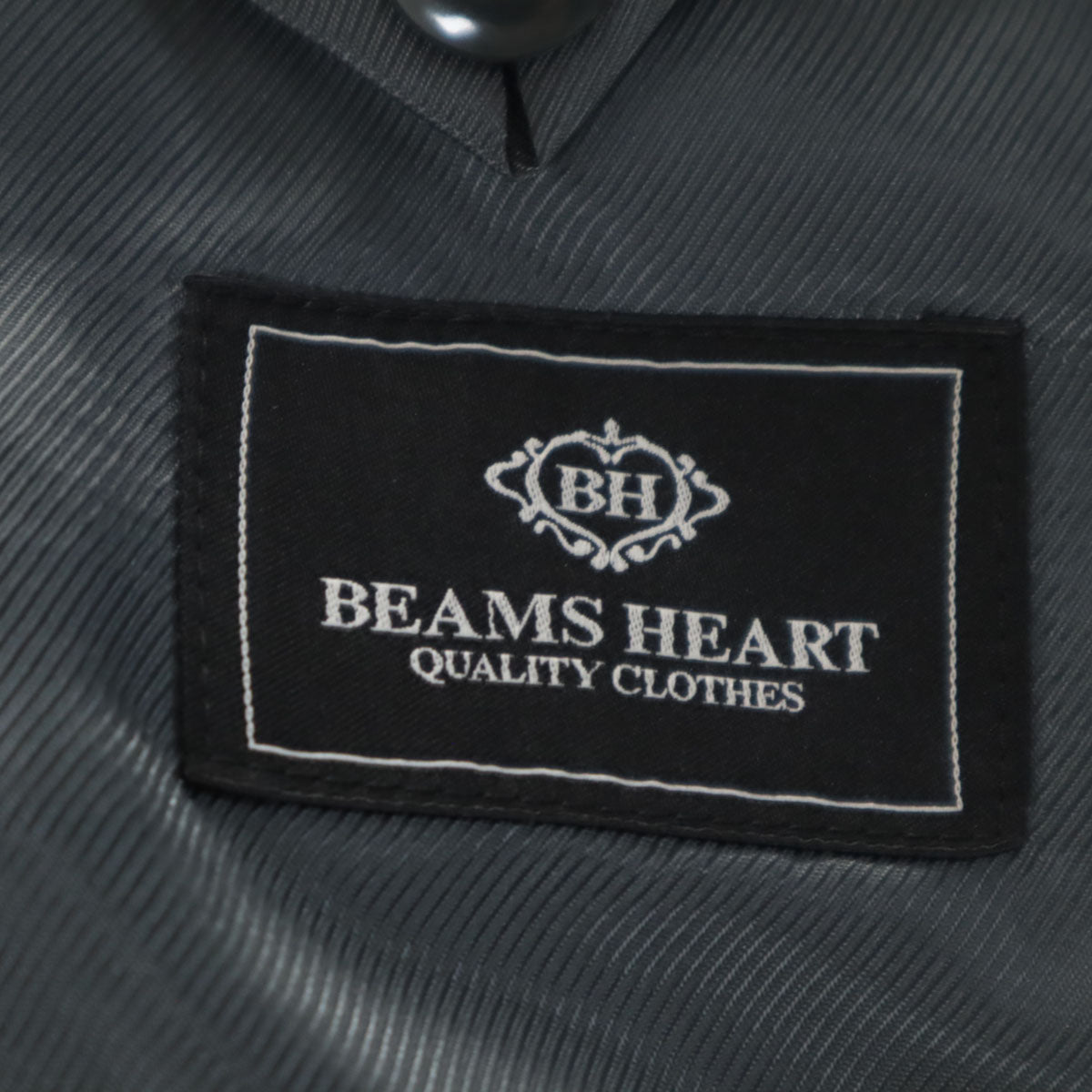BEAMS HEART ビームスハート ストライプ柄 スーツ 上下 セットアップ 48 チャコールグレー メンズ