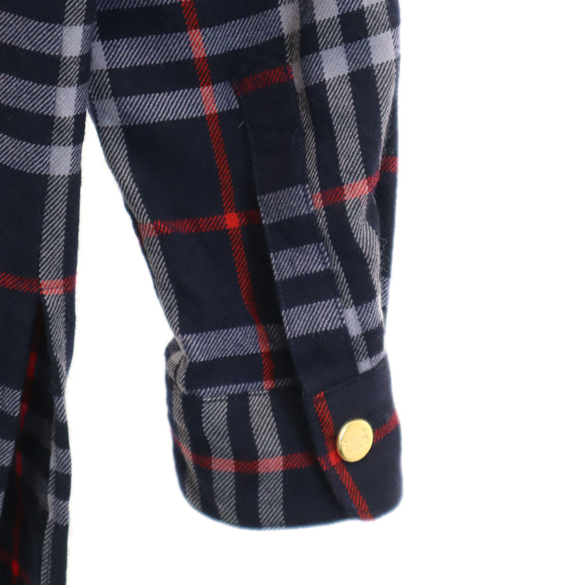 Burberrys バーバリーズ 90s オールド チェック柄 長袖 ウールシャツ 7 ネイビー レディース