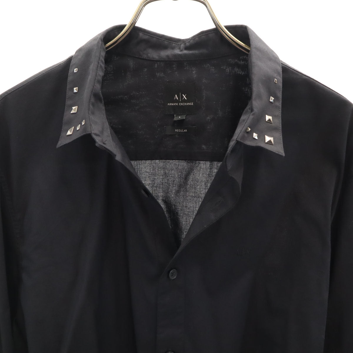 ARMANI EXCHANGE アルマーニエクスチェンジ 長袖 スタッズ付き シャツ L ブラック メンズ