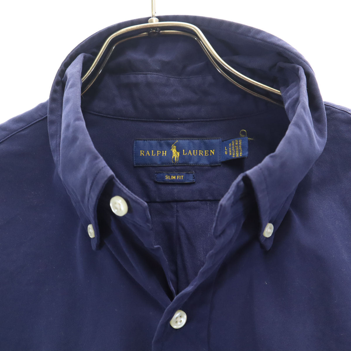 RALPH LAUREN ラルフローレン 長袖 ボタンダウンシャツ LG ネイビー系 SLIM FIT メンズ