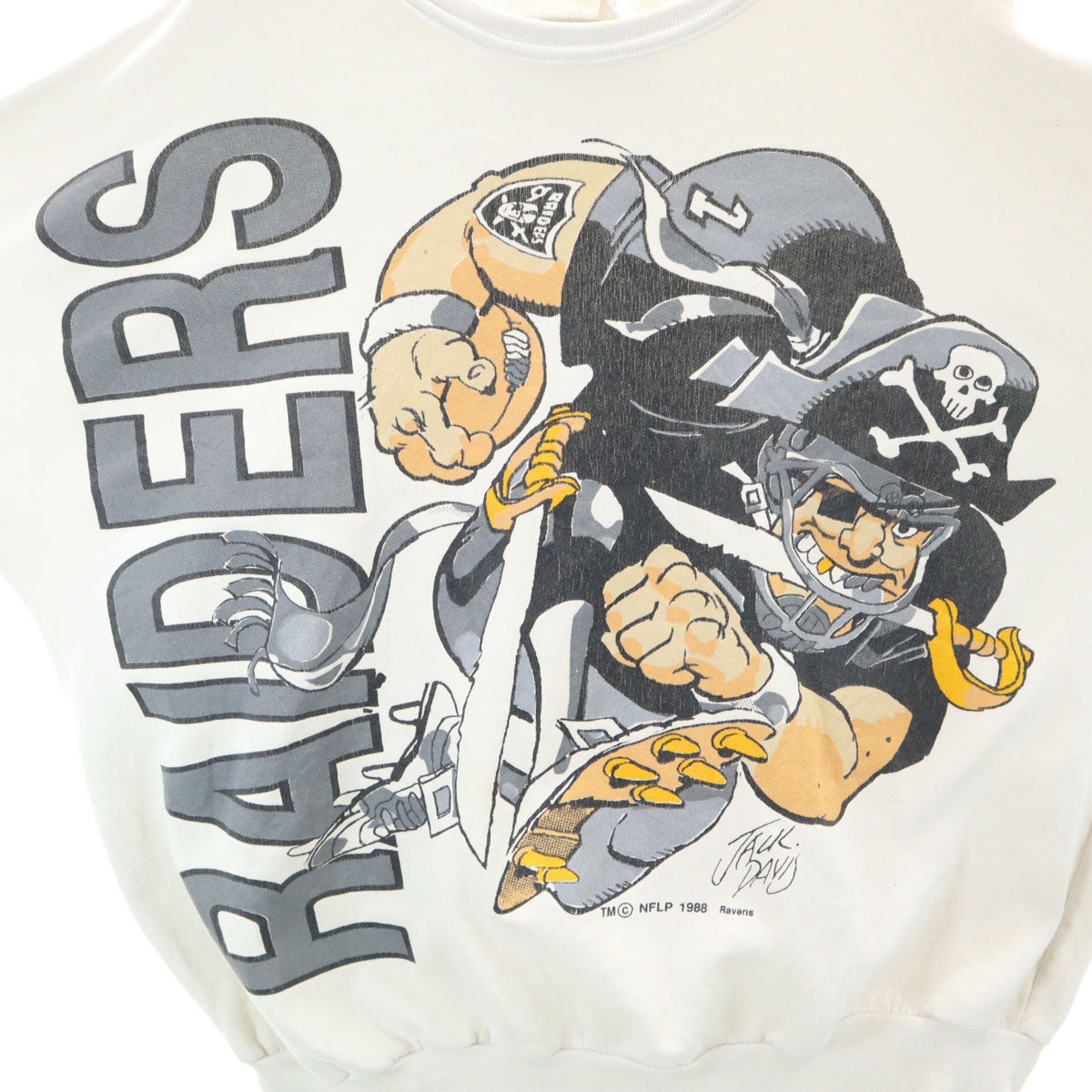 80s カナダ製 NFL レイダース 長袖 スウェット トレーナー L ホワイト JACK DAVIS メンズ