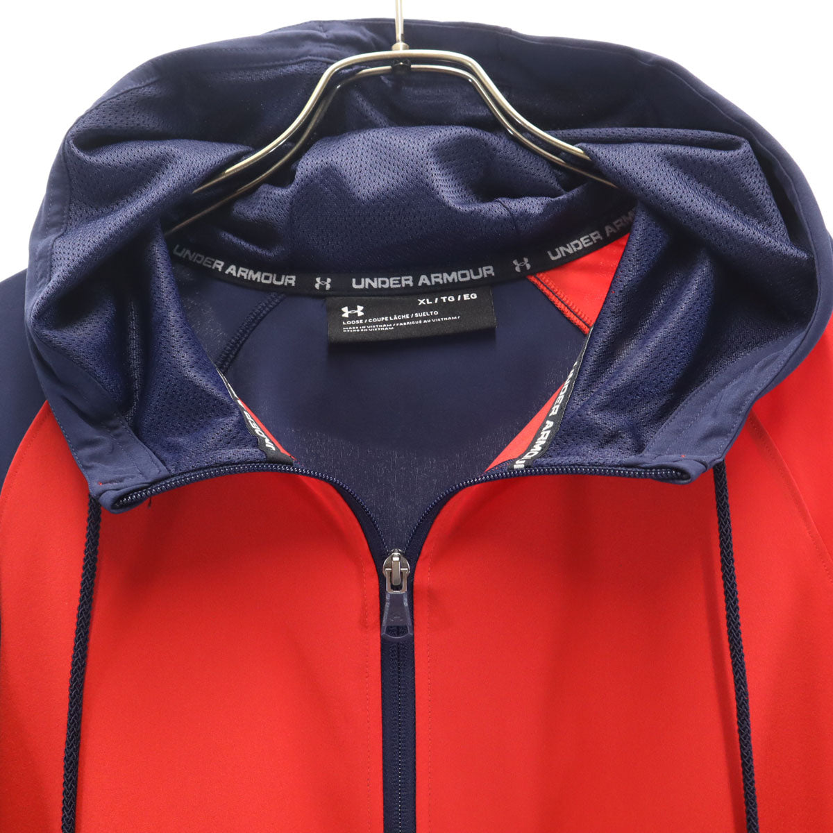 美品 UNDER ARMOUR アンダーアーマー 長袖 ジップパーカー 上下 セットアップ XL レッド メンズ